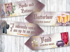 4 Magicians & Wizards Party School of Magic Decoration Arrow Signs