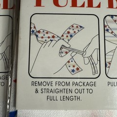 4th July USA Party Decor Fabric Pull Bow 6” WHITE w/ RED & BLUE STARS LOT of 4