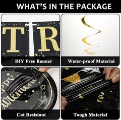 Black Gold Retirement Decorations Kit 184pcs