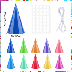 10 Pcs Mini Birthday Party Hats Multicolor Paper Cone Hats for Kids Girls Pets S