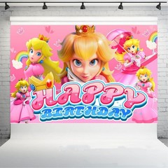 Classic Peach Princess Poster Backdrop Girls Birthday Party Decorations Banner