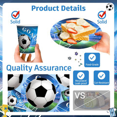 179Pcs Soccer Birthday Party Decorations Complete Party Tableware Set, for 25 Gu