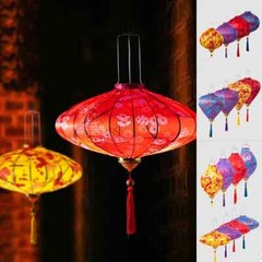 Vintage Floral Hanging Lantern Cloth Lantern Performance Party Festival Decor