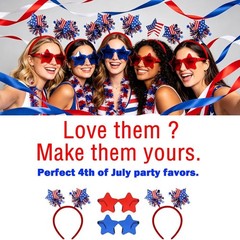 Festive 4 PCS Independence Day Accessories – Comfortable Headbands & Sunglasses