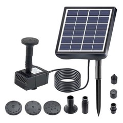 Solar Fountain Pump with Multiple Nozzle Options for Outdoor Aesthetics