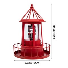 Solar Powered Rotating Lighthouse Light for Outdoor Garden Patio and Lawn Use