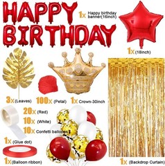 Decoracion De Cumpleaños Globos De Letras Rojos y Dorados Para Mujer Fiestas Set