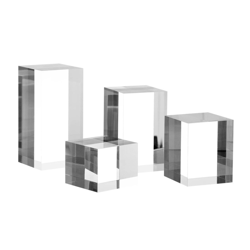Clear Polished Acrylic Cube Cylinder Round Photo Props, Transparent Solid Acr…