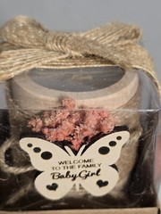 3 Wooden Butterfly Tealight Candle Holder Baby Shower Party Favors Pink Girl