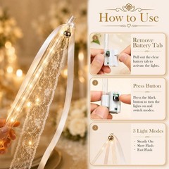 120 PCS Light Up Wands for Wedding, Warm White LED Wedding Send Off with Ribb…