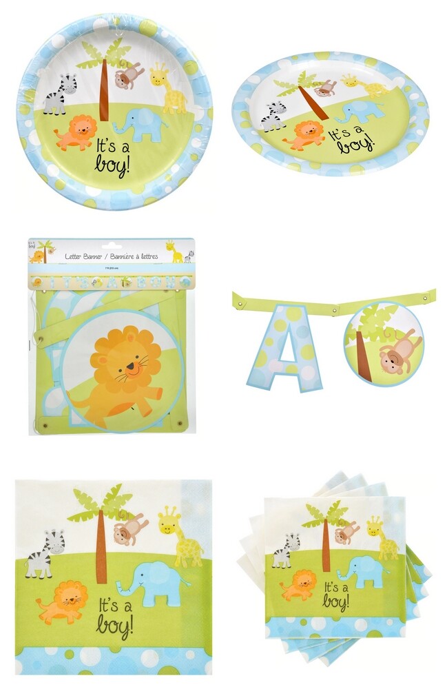 NEW IT’S A BOY PARTY DECORATION SET PLATES BANNER NAPKINS GENDER REVEAL
