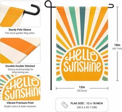 Vibrant 12″ x 18″ Summer Garden Flag – Double-Sided Hello Sunshine Design