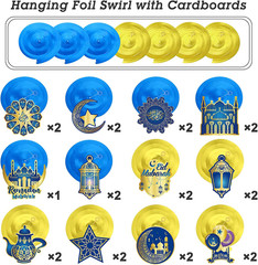 30 Pieces Eid Ramadan Mubarak Decorations for Home Hanging Swirl Streams Ceiling