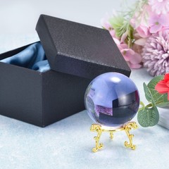 1Set 60mm/2.4″ K9 Crystal Ball Decorative Ball w Box and Metal Stand Purple