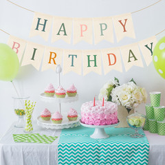 Happy Birthday Burlap Banner Boho Birthday Garland Bunting Sage Green Pink Bohem