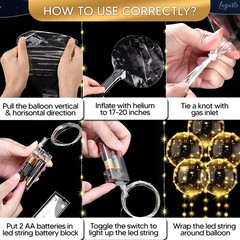 10 Pcs Balloons Light Up Balloons – Clear 18″ Reusable Balloon with Gold Stri…