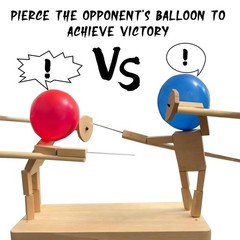 Balloon Bamboo Man Battle,2024 New Pop Wooden Fencing Puppets,Fun Wooden Bots…