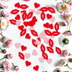 200 PCS Pink Red Heart Lips Circle Love Confetti Valentines Day Table Decor