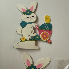Vtg Hallmark Paper Honeycomb Easter Bunny & Chick Cut Out Table Decor SEE & READ