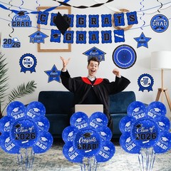Graduation Decorations 2026 Set – Congrats Grad Banner, Class Backdrop, Balloons