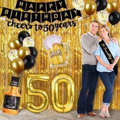 50th Birthday Decorations for Men with Cheers to 50 Years Banner, Happy 50th …