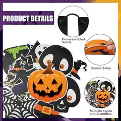 Halloween Party Decorations Banner Ghost Pumpkin Witches Hanging Swirls