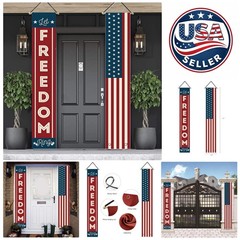 Set of 2 USA Flag Banners – Vibrant 4th of July & Memorial Day Decorations