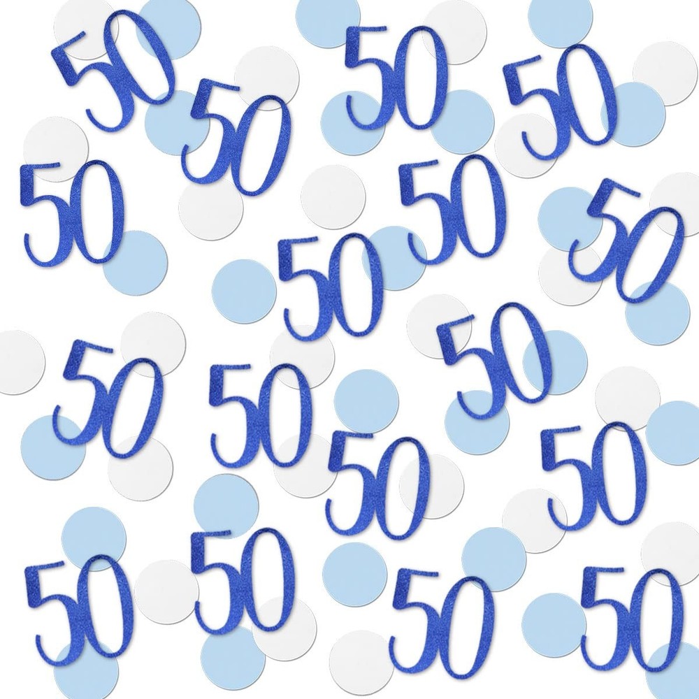 200 PCS Blue Glitter Number 50 Birthday Anniversary Table Confetti