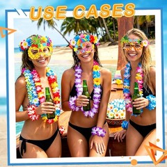 80 PCS Leis for Luau Party Decorations- Hawaiian Leis Bulk, Luau Party Glasse…