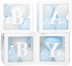 Baby Boxes W/ Letters 4 Transparent Balloon Gender Reveal Birthday Wedding Baby