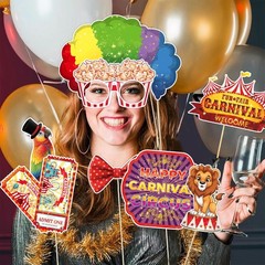 Carnival Photo Booth Props 30PCS Carnival Decorations Circus Theme Party Deco…