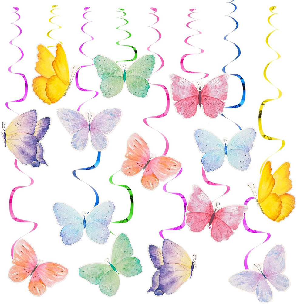 28 Pcs Butterfly Hanging Decoration, Butterfly Birthday Party Decorations Hangin