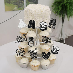 30Pcs She Said Yes Cupcake Toppers Glitter Diamond Ring I Do Love Cupcake Picks
