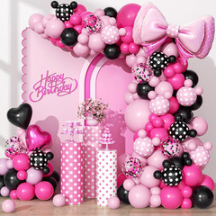 123Pcs Pink and Black Balloon Arch Garland Kit with Hot Pink Light Pink Black Fo