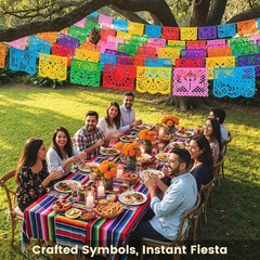 Colorful 18 Ft Papel Picado Hanging Decor – Ideal for Parties & Heritage Events