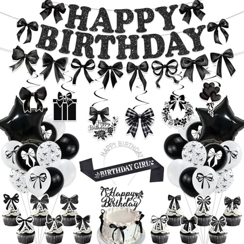 Black Bow Birthday Party Decorations Girl Bow Themed Party Decorations Include