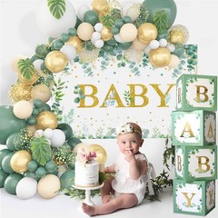 Sage Green Baby Shower Decorations 125PCS Green Balloon Arch Kit, Balloon Box…
