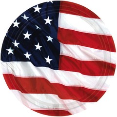 American Flag Round Lunch Plate 10.5″ and Lunch Napkin 16ct Patriotic Party Pack