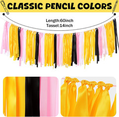 Back to School Decorations Pencil Classroom Ribbon Garland 7.5 Ft Handmade Color