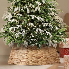 JIONJOY 36in Natural Seagrass Christmas Tree Collar & Woven Skirt, Stand Base
