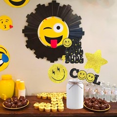 12pcs Glitter One Happy Dude Party Centerpiece 12 inches, Yellow and Black