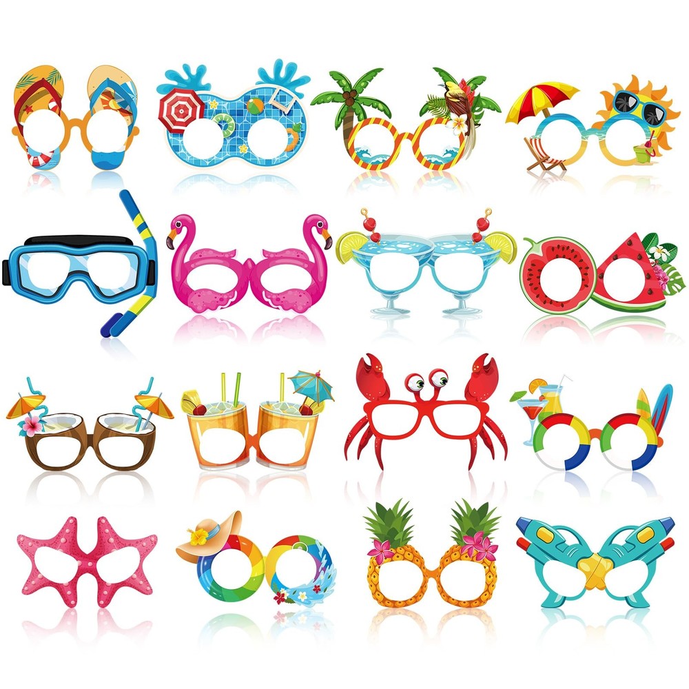 32 Pcs Beach Pool Party Eyeglasses Decoration Summer Luau Paper Glasses Bulk …