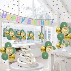 Green and Gold Party Decorations, 4 Set Balloon Stand with Pump and Green Gol…