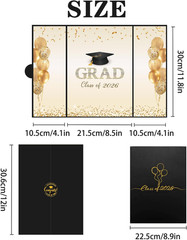 DARUNAXY Black Gold Graduation Party Decorations, 2PCS Class of 2026 Congratulat