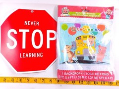 Cocomelon themed party decorations, coloring play pack for kids