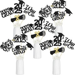 24Pcs Black 2025 Graduation Table Centerpieces Sticks 2025 Graduation Party C…