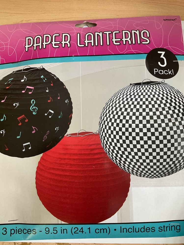 1950 Paper Lanterns 3 50″s Lanterns Rock and Roll Lanterns Party Decoration