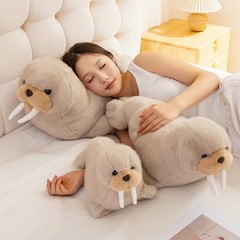 Realistic Walrus Plush Pillow Soft Stuffed Sea Animal Cushion Multiple Sizes
