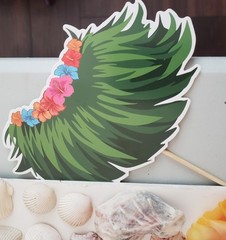 Hawaiian Luau Photo Booth Props & Handmade Foam Board Frame With Shells , Luau