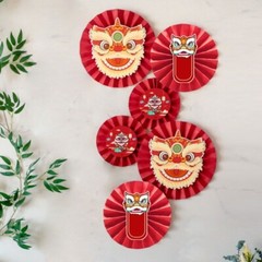 Chinese Style Haing Paper Fans Set for Kid Zhuazhou,1St Birthday Party Decor